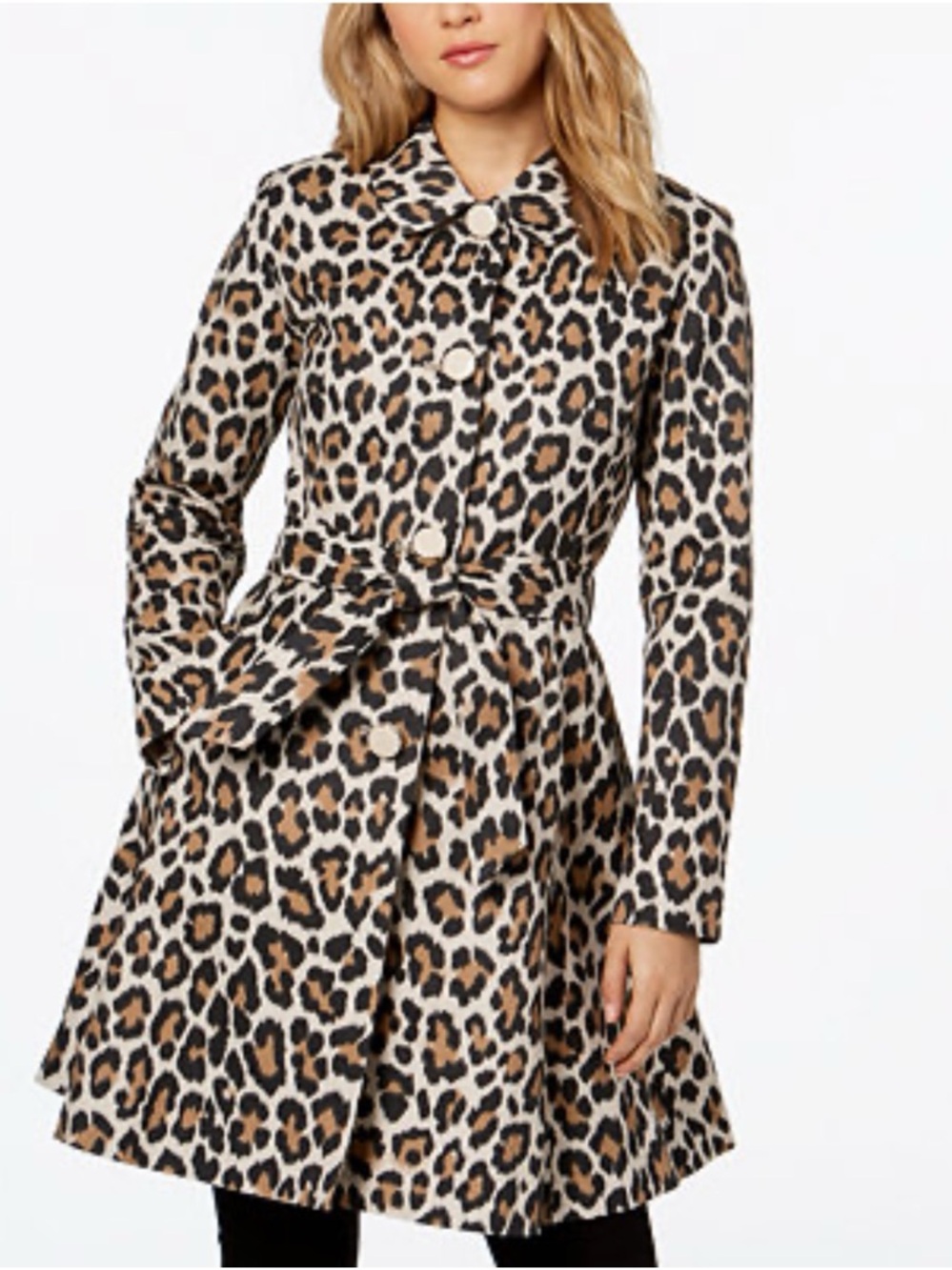 Kate Spade New York Leopard Print Trench Coat - Beige, Black, Brown NO BELT